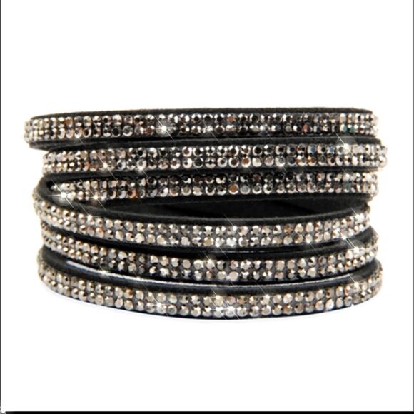 SALE Black Hematite Rhinestone Bling Bracelet - Picture 2 of 5